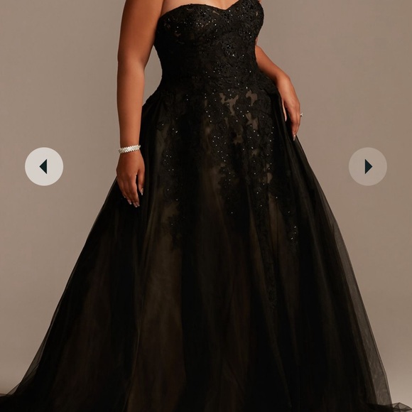 Size 16 black tulle ball gown in black with a nude undertone. Never altered. - Picture 1 of 5